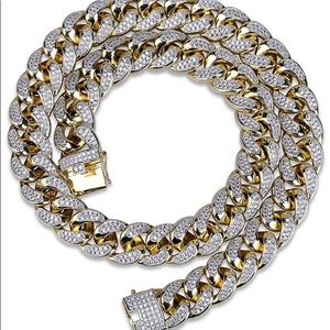 18mm 14K Gold Plated Full Iced Cuban link chain